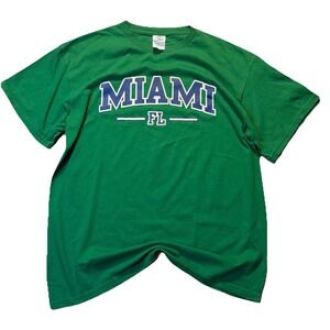 Miami FL T-Shirt Adult Large Green Delta Pro Weight Graphic Tee Florida Casual